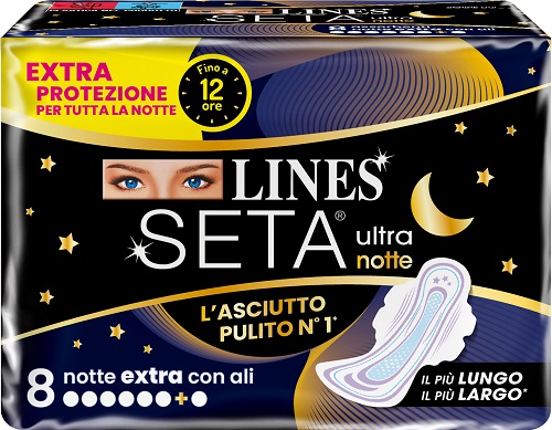 LINES SETA ULTRA ASSORBENTI NOTTE 8 PEZZI - Fontenova srl