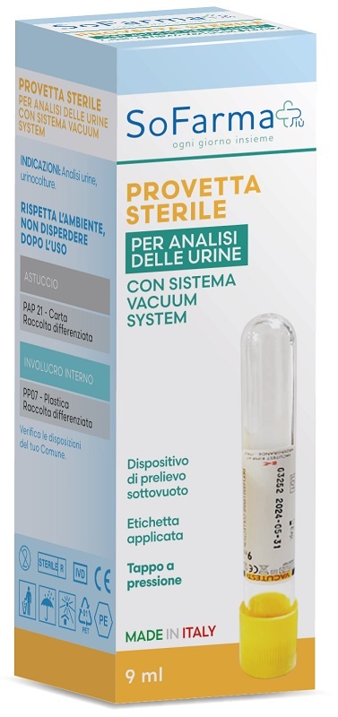 PROVETTA SOTTOVUOTO VACUTEST DA 9 ML SOFARMAPIU' - Fontenova srl