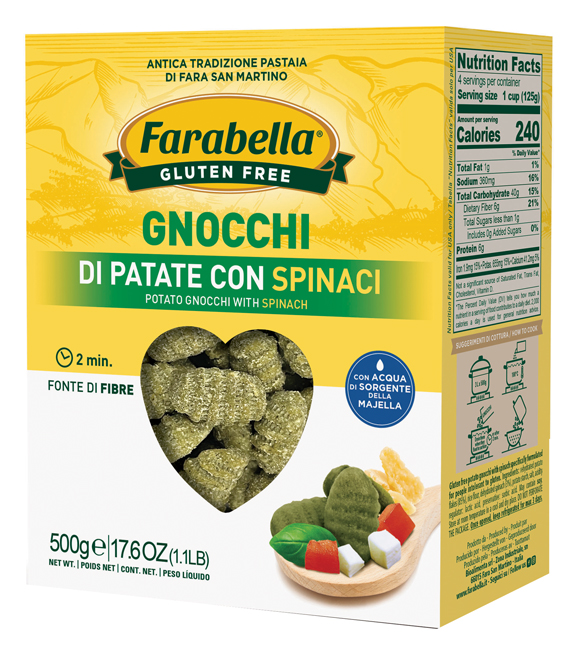 FARABELLA GNOCCHI DI PATATE CON SPINACI 500 G - Fontenova srl