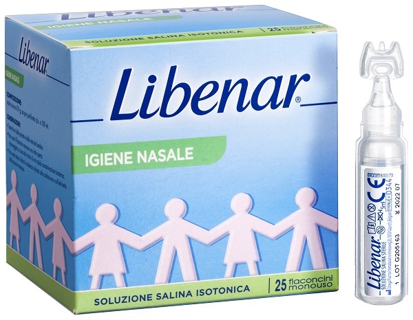 SOLUZIONE SALINA ISOTONICA 0,9% LIBENAR PER IGIENE NASALE 25 FLACONCINI MONOUSO X 5 ML - Fontenova srl