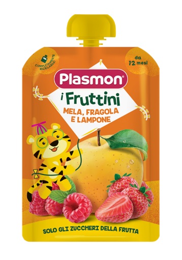 PLASMON I FRUTTINI MELA FRAGOLA E LAMPONE 130 G - Fontenova srl