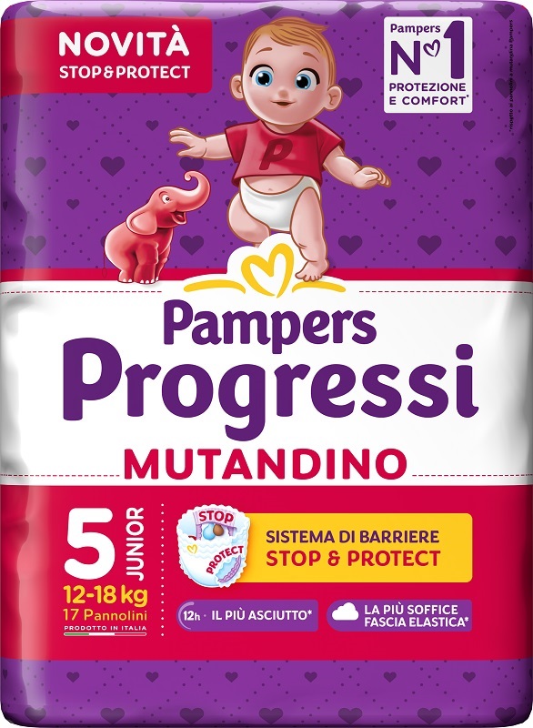 PAMPERS PROGRESSI MUTANDINA JUNIOR 17 PEZZI - Fontenova srl
