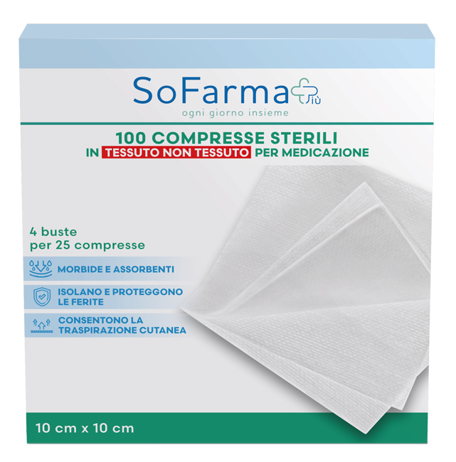 GARZA COMPRESSA IN TNT 10X10 CM 25 PEZZI SOFARMAPIU' - Fontenova srl