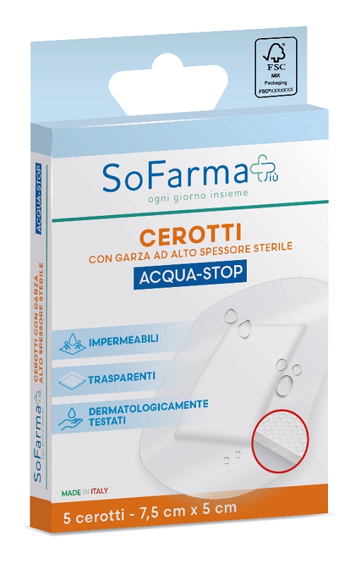 CEROTTO ACQUASTOP 7,5X5 CM 5 PEZZI SOFARMAPIU' - Fontenova srl