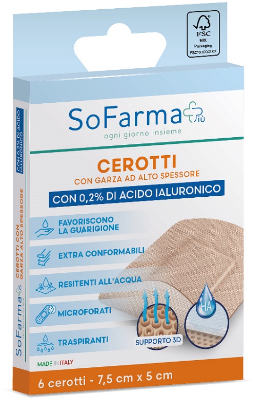 CEROTTO CICATRIZZANTE 7,5X5 CM 6 PEZZI SOFARMAPIU' - Fontenova srl