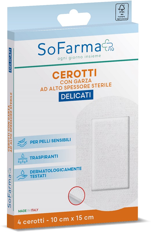 CEROTTO DELICATO 10X15 CM 4 PEZZI SOFARMAPIU' - Fontenova srl
