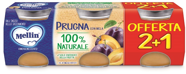MELLIN OMOGENEIZZATO PRUGNA 3 PEZZI DA 100 G - Fontenova srl