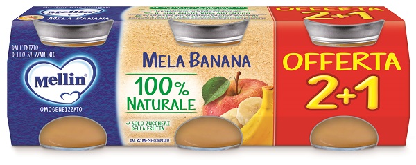 MELLIN OMOGENEIZZATO MELA BANANA 3 PEZZI DA 100 G - Fontenova srl