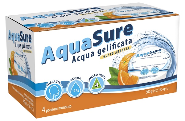 AQUASURE ACQUA GELIFICATA ARANCIA EDULCORATA MULTIPACK 4 PEZZI DA 125 G - Fontenova srl