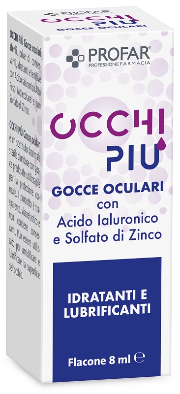 GOCCE OCULARI PROFAR OCCHIPIU' MULTIDOSE ACIDO IALURONICO E SOLFATO DI ZINCO IDRATANTI E LUBRIFICANTI 8 ML - Fontenova srl