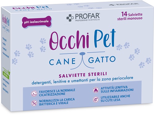 PROFAR OCCHI PET SALVIETTE DETERGENTI LENITIVE E UMETTANTI PER ZONA PERIOCULARE 14 PEZZI STERILI E MONOUSO - Fontenova srl