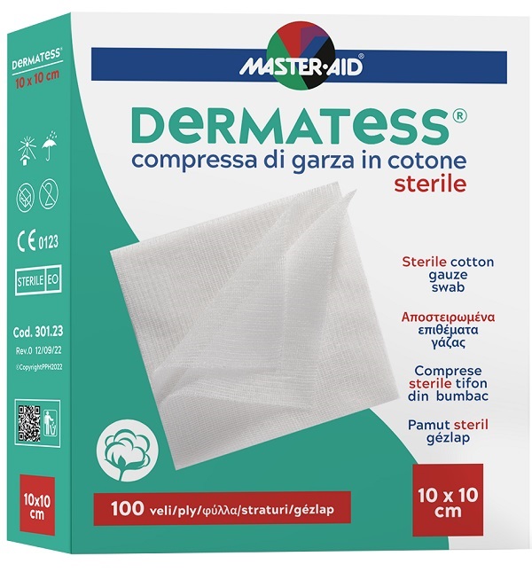 GARZA IDROFILA DERMATESS COTONE 10X10 100 VELI - Fontenova srl