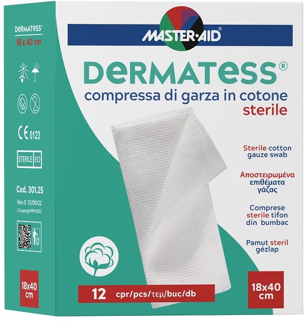 GARZA IDROFILA DERMATESS COTONE 18X40 12 PEZZI - Fontenova srl