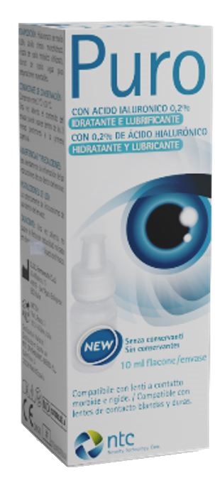 SOLUZIONE STERILE PER USO OFTALMICO PURO IDRATANTE E LUBRIFICANTE 0,2% ACIDO IALURONICO SENZA CONSERVANTI 10 ML - Fontenova srl