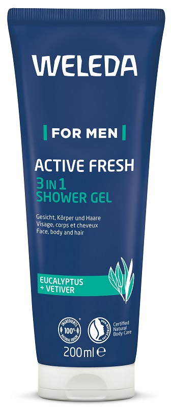 WELEDA FOR MEN ACTIVE FRESH 3IN1 SHOWER GEL 200 ML - Fontenova srl