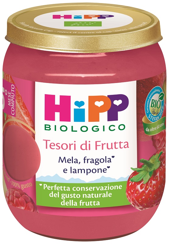 HIPP TESORI FRUTTA MELA FRAGOLA LAMPONE 160 G - Fontenova srl
