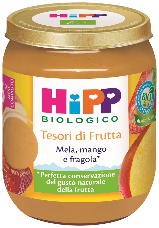 HIPP TESORI FRUTTA MELA MANGO FRAGOLA 160 G - Fontenova srl