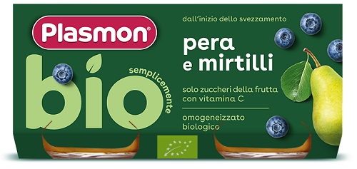 PLASMON OMOGENEIZZATO BIO PERA MIRTILLI 2 VASETTI X 80 G - Fontenova srl