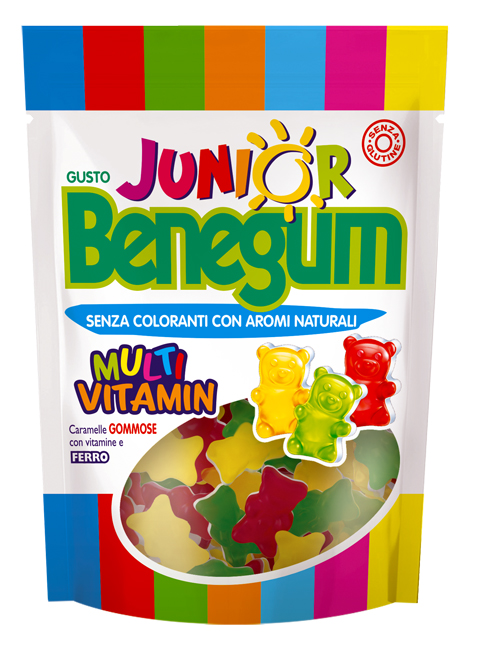 BENEGUM JUNIOR MULTIVITAMIN CARAMELLE GOMMOSE CON VITAMINE E FERRO 90 G - Fontenova srl