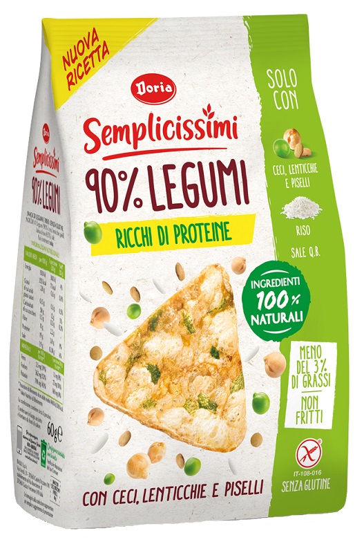 DORIA SEMPLICISSIMI SNACK 90% LEGUMI CECI-LENTICCHIE-PISELLI 60 G - Fontenova srl