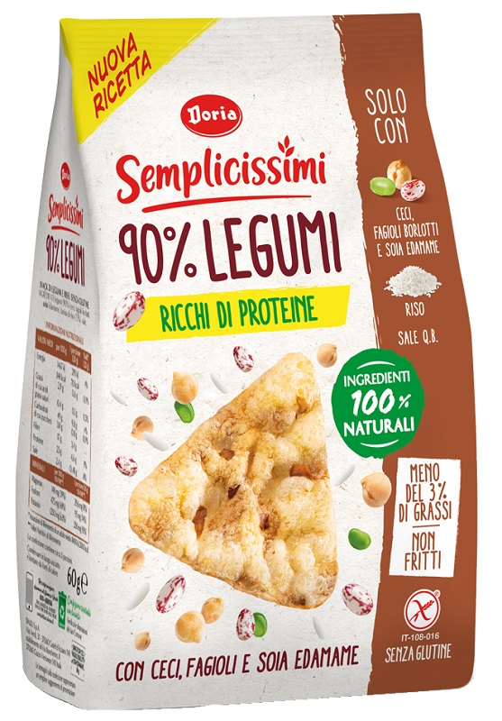 DORIA SEMPLICISSIMI SNACK 90% LEGUMI CECI-FAGIOLI-SOIA 60 G - Fontenova srl