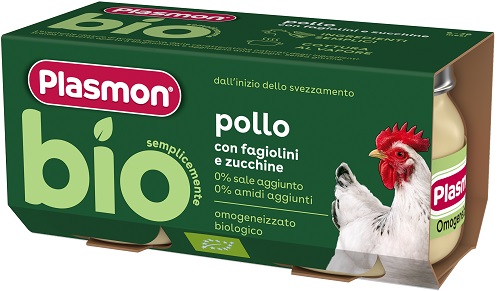 PLASMON BIO OMOGENEIZZATO POLLO CON FAGIOLINI E ZUCCHINE 2 PEZZI - Fontenova srl