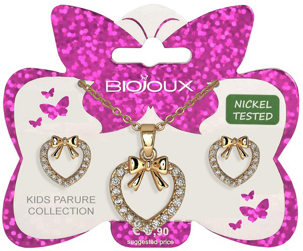 BJS011 PARURE ORECCHINI+COLLANINA FLAKE HEART GOLD PLATED - Fontenova srl