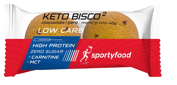 SPORTYFOOD KETO BISCO2 CON CIOCCOLATO E PERA 40 G - Fontenova srl