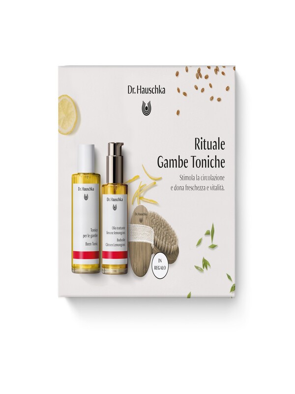 DR HAUSCHKA RITUALE GAMBE TONICHE 1 BEAUTY BODY BRUSH + 1 TONICO GAMBE 100 ML + 1 OLIO TRATTANTE LIMONE LEMONGRASS 75 ML - Fontenova srl