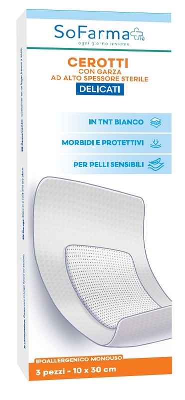 CEROTTO DELICATO 10X20 CM SOFARMA 3 PEZZI - Fontenova srl