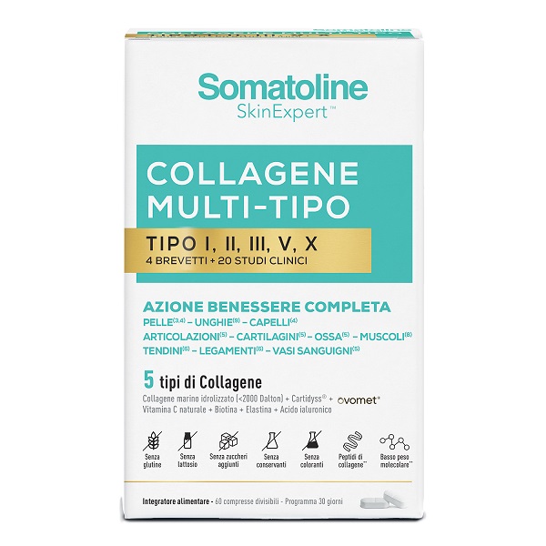 SOMATOLINE COLLAGENE MULTI TIPO 60 COMPRESSE SENZA GLUTINE SENZA LATTOSIO SENZA ZUCCHERI AGGIUNTI - Fontenova srl