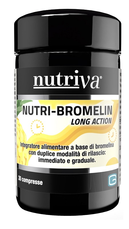 NUTRIVA BROMELIN LONG ACTION 30 COMPRESSE 1000 MG SENZA GLUTINE NATURALMENTE PRIVO DI LATTOSIO - Fontenova srl