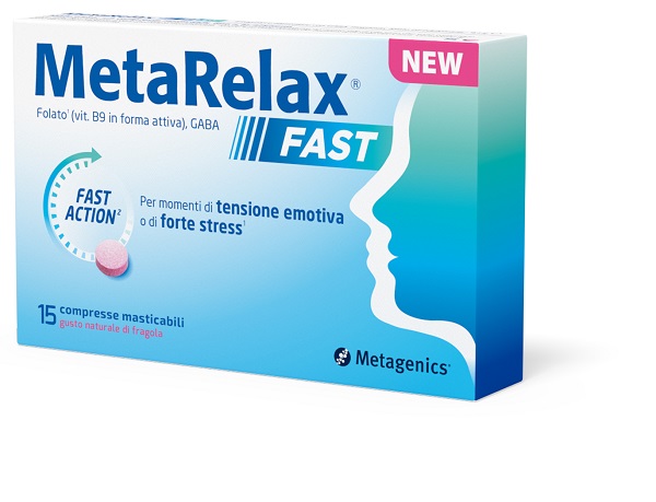 METARELAX FAST 15 COMPRESSE MASTICABILI GUSTO NATURALE DI FRAGOLA SENZA GLUTINE SENZA LATTOSIO CON EDULCORANTI - Fontenova srl